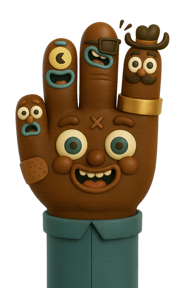 grumpy 3d mascot guy