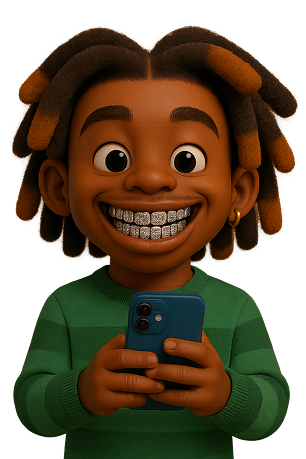 Avatar of a boy pressing phone, as he receives money from his friend